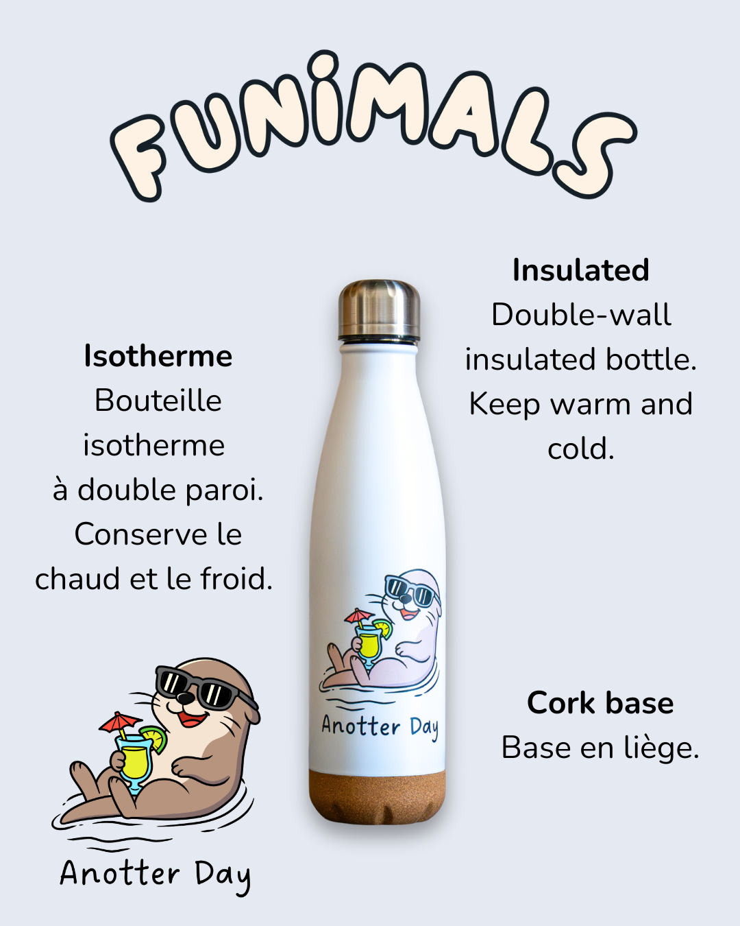 Gourde loutre 500 ml base en liège
